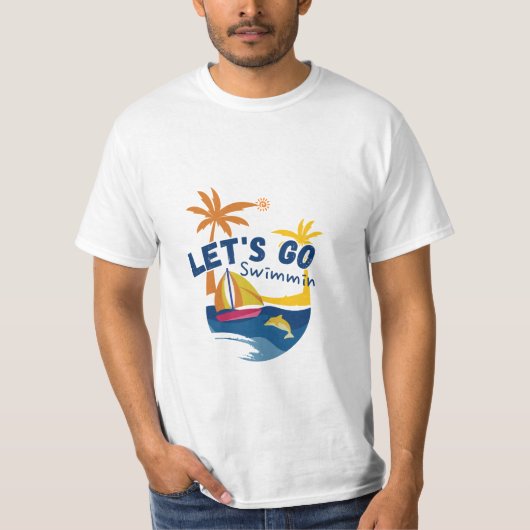Let's Go Swimming - Leuk zomerstrand T-shirt (Voorkant)