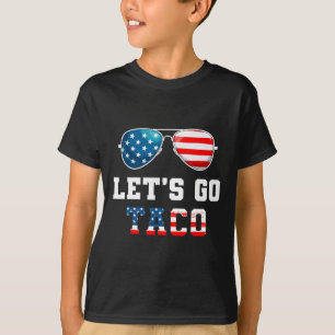 Let's Go Taco Funny 2025 Rood Wit en Blauw Zon T-shirt