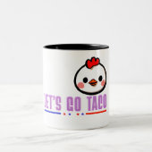 Let's Go Taco Funny Chicken Face - Schattigee Kawa Tweekleurige Koffiemok (Center)