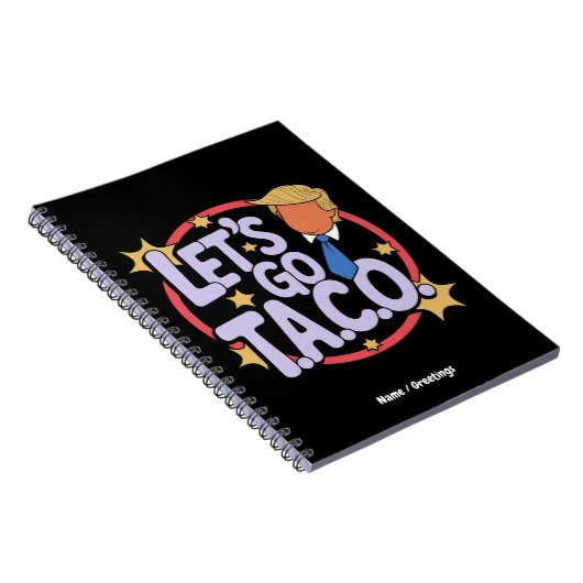 Let's Go Taco Funny Design Bold Quote Mannen & Vro Notitieboek (Rechterzijde)