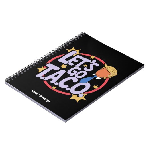 Let's Go Taco Funny Design Bold Quote Mannen & Vro Notitieboek (Linkerzijde)