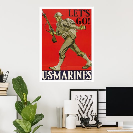 Let's Go!  U.S. Marines. Poster (Thuiskantoor)