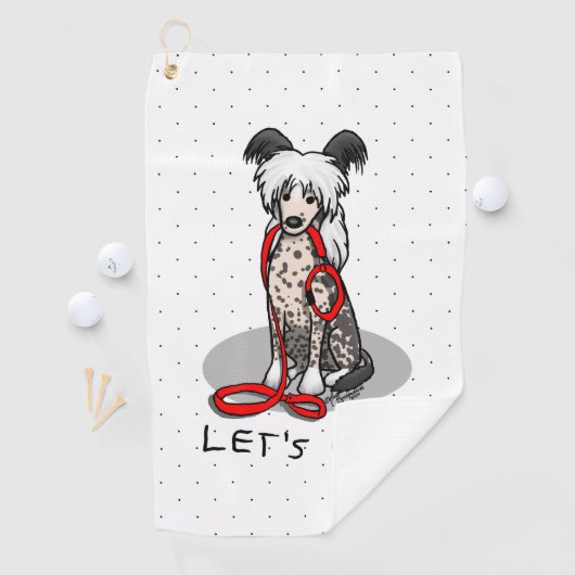 Let's Go! Walk Chinese Crested Dog (hl blk wh 1) Golfhanddoek (Insitu)