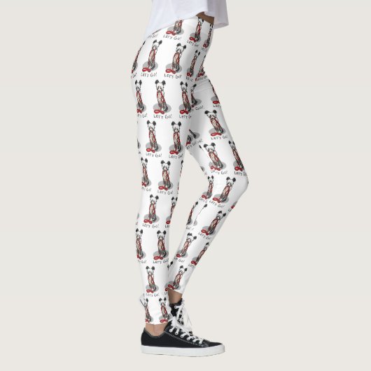 Let's Go! Walk Chinese Crested Dog (hl blk wh 1) Leggings (Rechts)