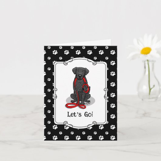 Let's Go! Walk Curly-Coated Retriever Dog (black) Kaart (Kleine Plant)