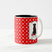 Let's Go! Walk Curly-Coated Retriever Dog (black) Tweekleurige Koffiemok (Voorkant rechts)