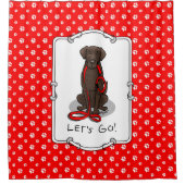 Let's Go! Walk Curly-Coated Retriever Dog (liver) Douchegordijn (Voorkant)