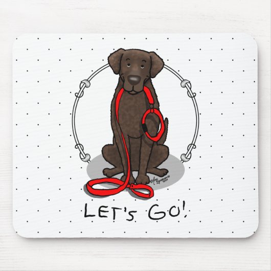Let's Go! Walk Curly-Coated Retriever Dog (liver) Muismat (Voorkant)