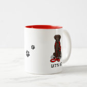 Let's Go! Walk Curly-Coated Retriever Dog (liver) Tweekleurige Koffiemok (Voorkant rechts)