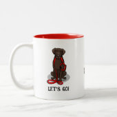 Let's Go! Walk Curly-Coated Retriever Dog (liver) Tweekleurige Koffiemok (Links)