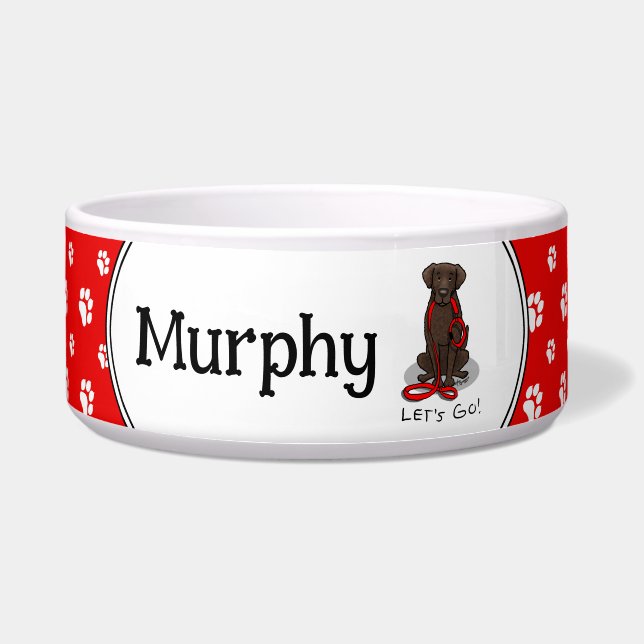 Let's Go! Walk Curly-Coated Retriever Dog (liver) Voerbakje (Voorkant)