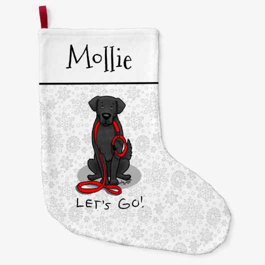 Let's Go! Walk Flat-Coated Retriever Dog (black) Grote Kerstsok (Voorkant)