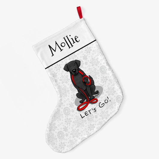 Let's Go! Walk Flat-Coated Retriever Dog (black) Grote Kerstsok (Achterkant (Hangend))