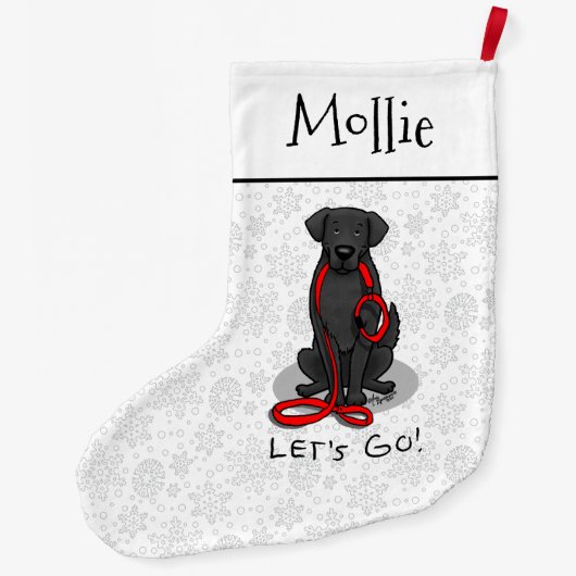 Let's Go! Walk Flat-Coated Retriever Dog (black) Grote Kerstsok (Achterkant)