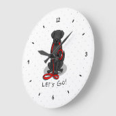 Let's Go! Walk Flat-Coated Retriever Dog (black) Grote Klok (Hoek)