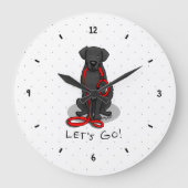 Let's Go! Walk Flat-Coated Retriever Dog (black) Grote Klok (Voorkant)
