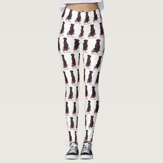 Let's Go! Walk Flat-Coated Retriever Dog (black) Leggings (Voorkant)