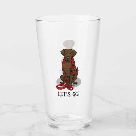 Let's Go! Walk Flat-Coated Retriever Dog (liver) Glas (Achterkant)