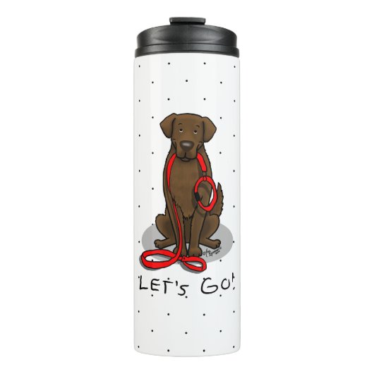 Let's Go! Walk Flat-Coated Retriever Dog (liver) Thermosbeker (Voorkant)