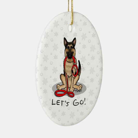 Let's Go! Walk German Shepherd Dog (black tan) Keramisch Ornament (Rechts)