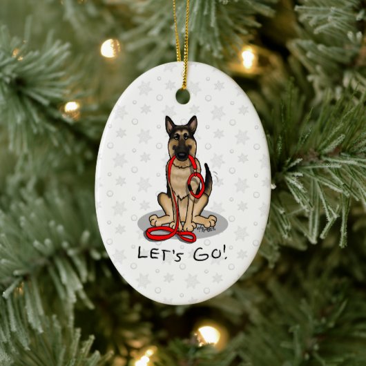 Let's Go! Walk German Shepherd Dog (black tan) Keramisch Ornament (Boom)