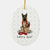 Let's Go! Walk German Shepherd Dog (black tan) Keramisch Ornament (Voorkant)