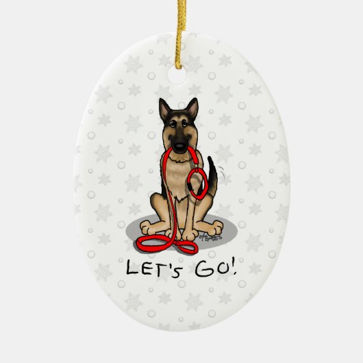Let's Go! Walk German Shepherd Dog (black tan) Keramisch Ornament (Voorkant)