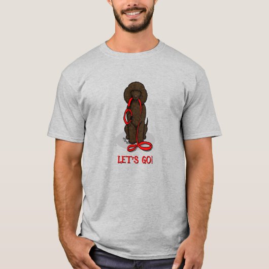 Let's Go! Walk Irish Water Spaniel Dog (liver 1) T-shirt (Voorkant)