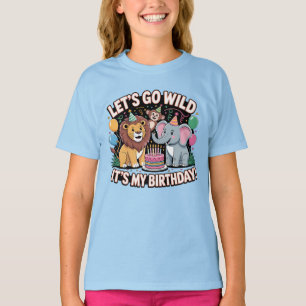 Let's Go Wild Oerwoud Safari Animal Birthday Kinde T-shirt
