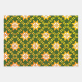 Lets -groene folkkunst Auseklis-patroon Inpakpapier Vel (Voorkant 3)