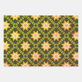 Lets -groene folkkunst Auseklis-patroon Inpakpapier Vel (Voorkant)