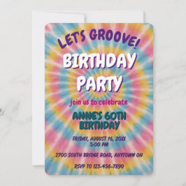 Let's Groove Tie Dye Birthday Party Invitation Kaart