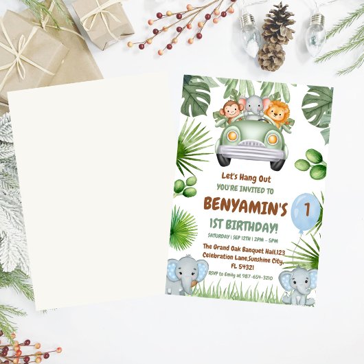  Let's Hang OuT Baby Elephant  First birthday Kaart