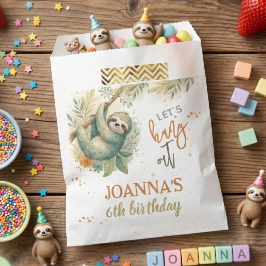 Let's hang out sloth kids birthday bedankzakje