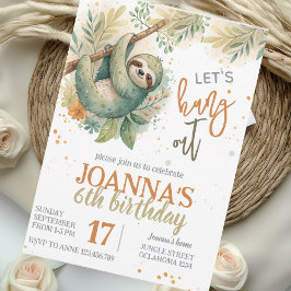Let's hang out sloth kids birthday kaart