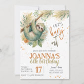 Let's hang out sloth kids birthday kaart (Voorkant)