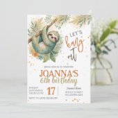 Let's hang out sloth kids birthday kaart (Staand voorkant)