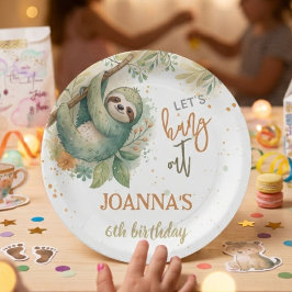 Let's hang out sloth kids birthday papieren bordje