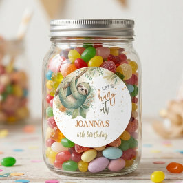 Let's hang out sloth kids birthday ronde sticker