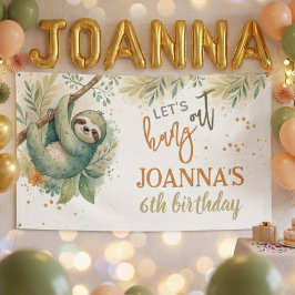 Let's hang out sloth kids birthday spandoek