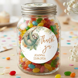 Let's hang out sloth kids thank you birthday ronde sticker