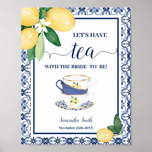 Let's Have Tea with Bride Mediterranean Shower Poster (Voorkant)