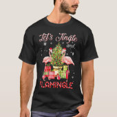 Lets Jingle and Flamingle Funny Flamingo Kerstmis T-shirt (Voorkant)