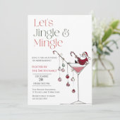 Let's Jingle and Mingle, Santa Cocktail christmas Kaart (Staand voorkant)