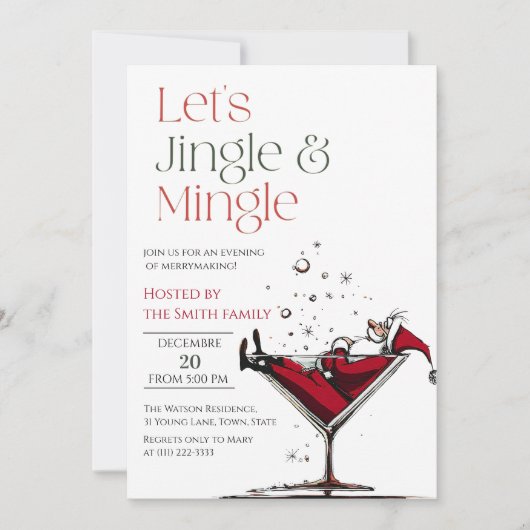 Let's Jingle and Mingle, Santa Cocktail Kaart (Voorkant)