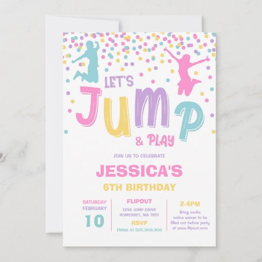 Let's Jump and Play Birthday Party Invitation Kaart (Voorkant)