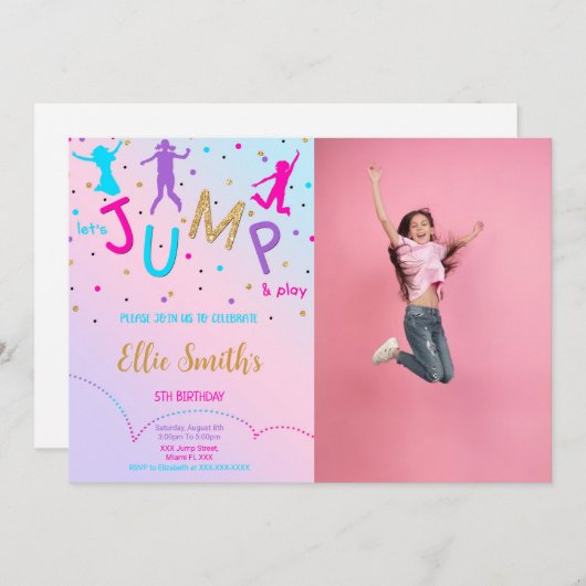 Let's Jump Foto Uitnodiging (Voorkant / Achterkant)