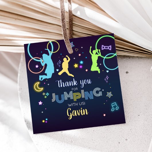 Let's Jump & Glow Trampoline Verjaardag Party Squa Bedankjes Labels