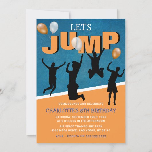 Lets Jump | Kinder trampoline Birthday Party Kaart (Voorkant)