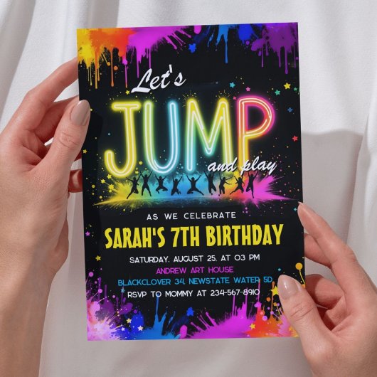 Let's Jump Party beroemd gemaakt door Neon Splash Kaart